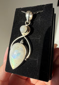 Collana con pendente in labradorite bianca (argento 925)