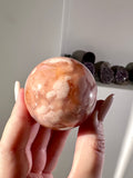 Sfera in agata corniola ed agata sakura