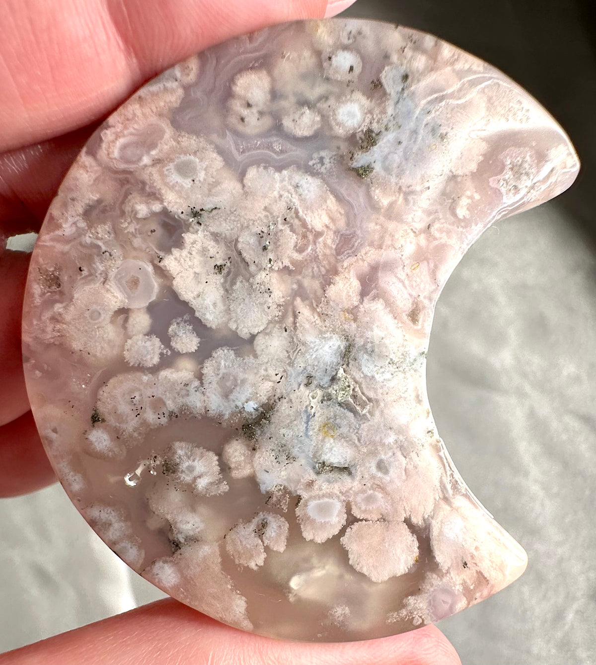 Sakura agate crescent moon