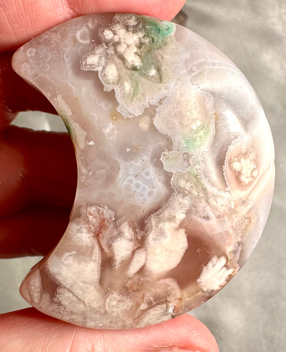 Sakura agate crescent moon