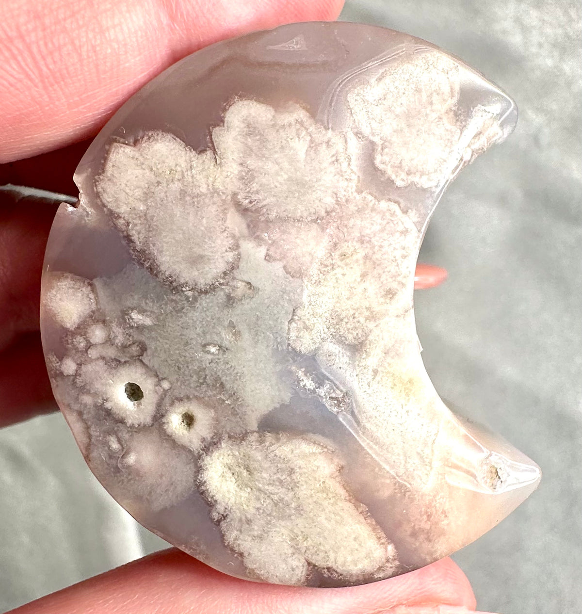 Sakura agate crescent moon