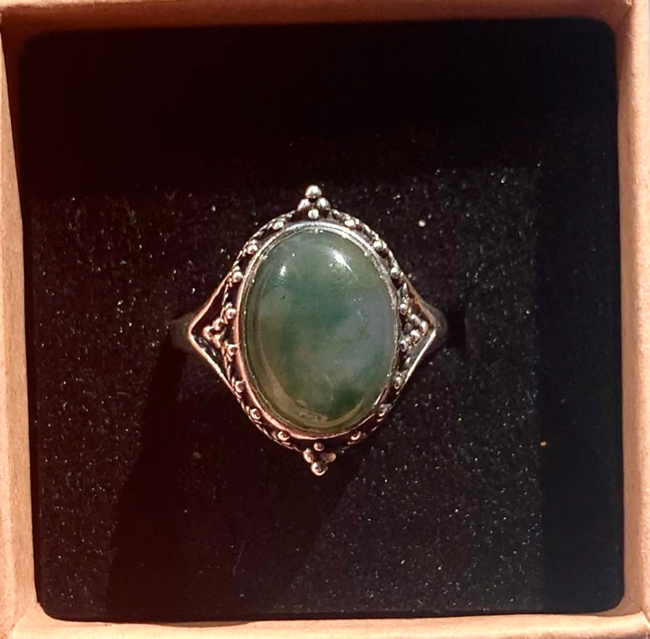 Moss agate ring