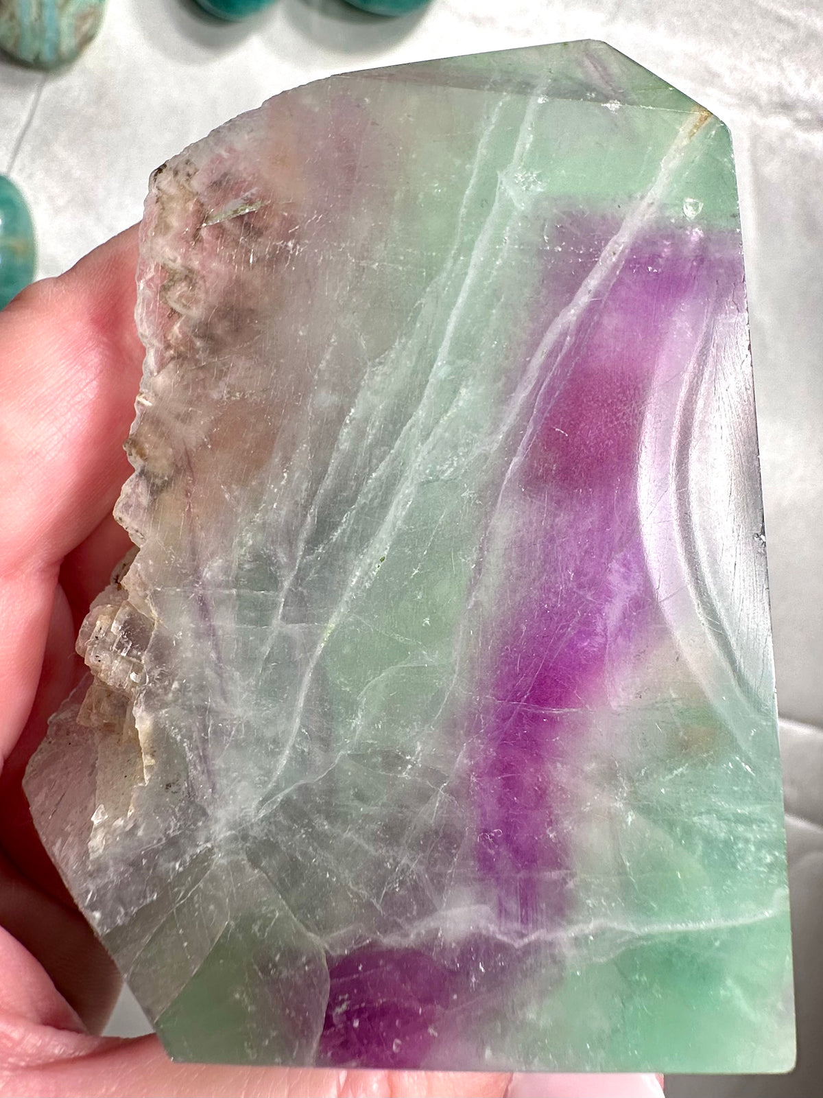 Rainbow fluorite tower