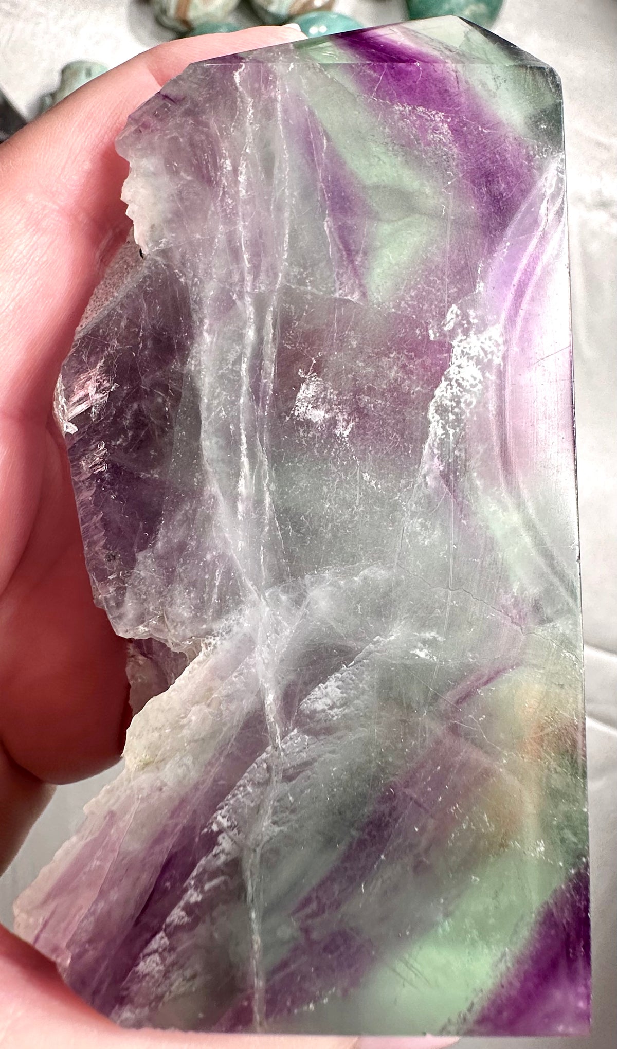 Rainbow fluorite tower