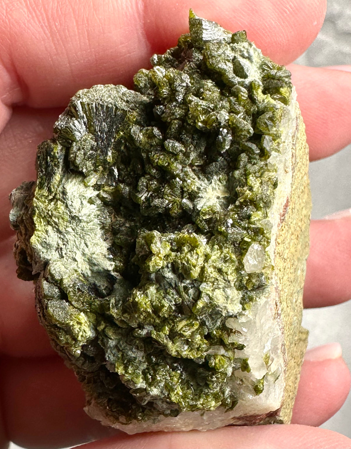 Epidote cluster with quartz