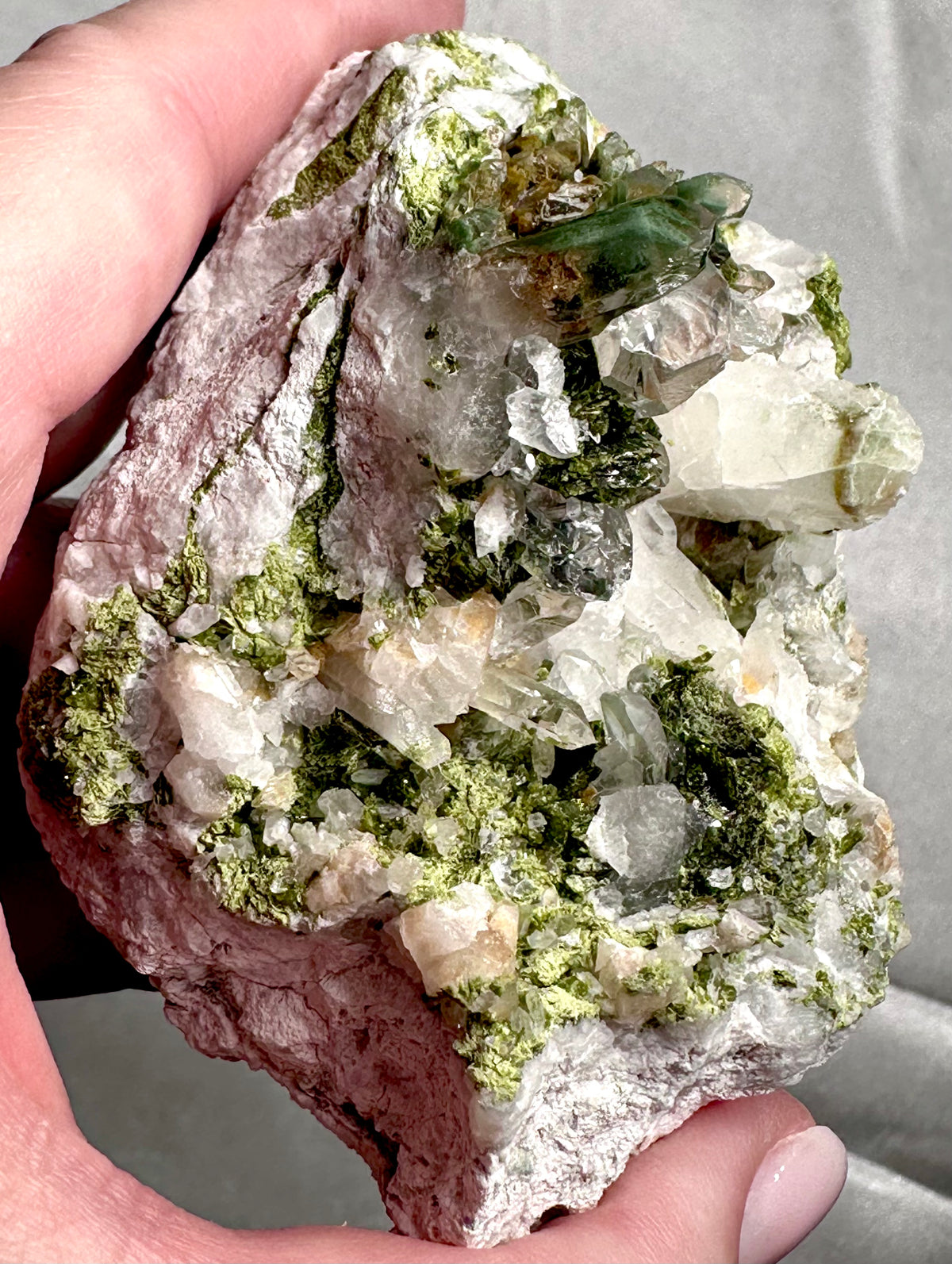 Epidote cluster with quartz