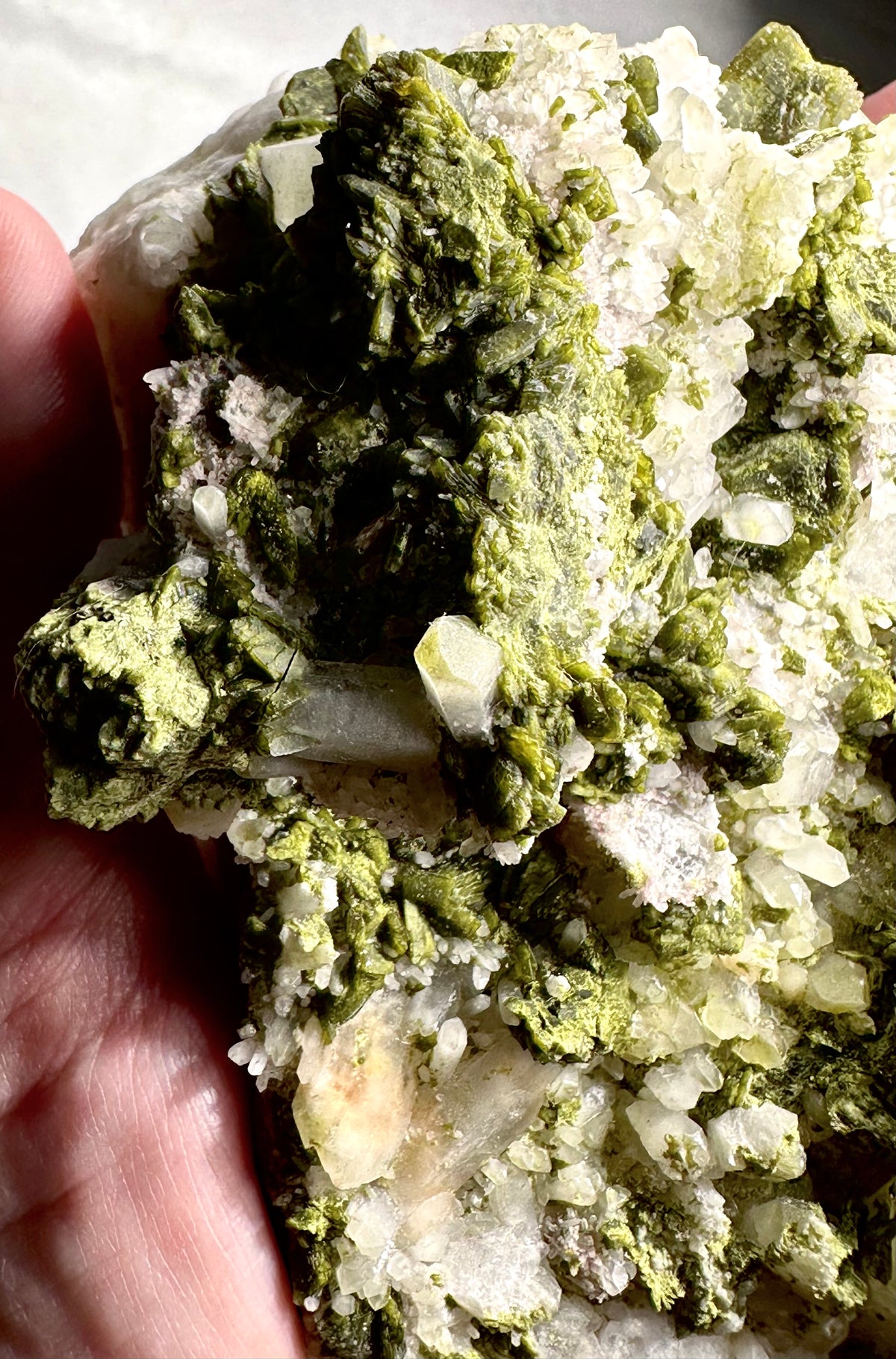 Epidote cluster with quartz