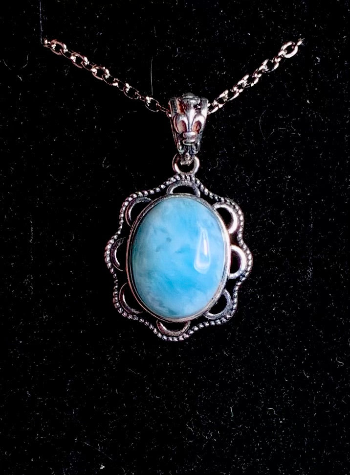 Collana con pendente in larimar (argento 925)