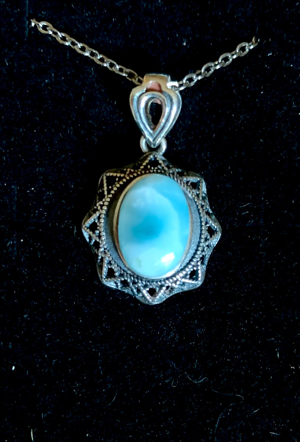 Necklace with larimar pendant (925 silver)