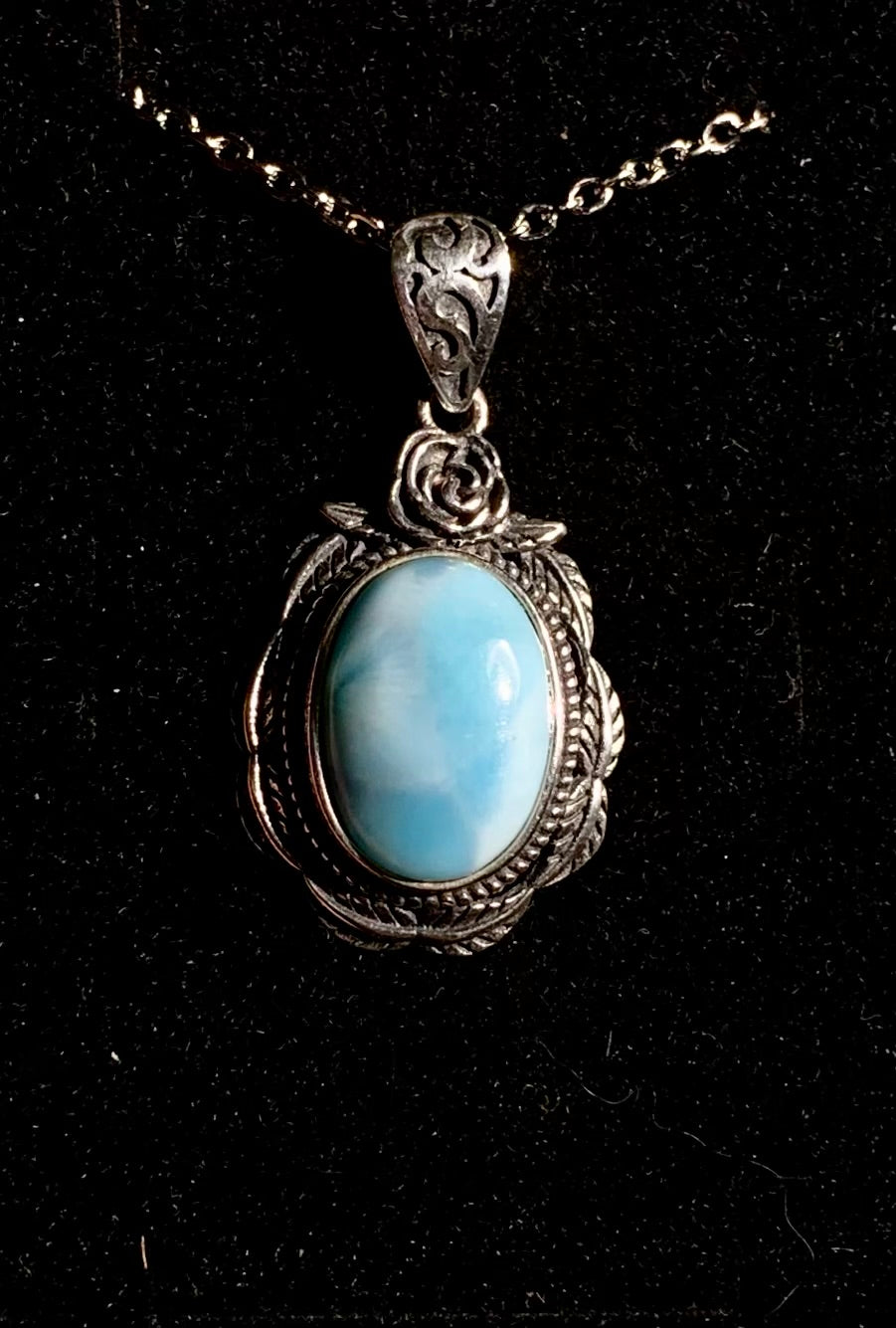 Necklace with larimar pendant (925 silver)