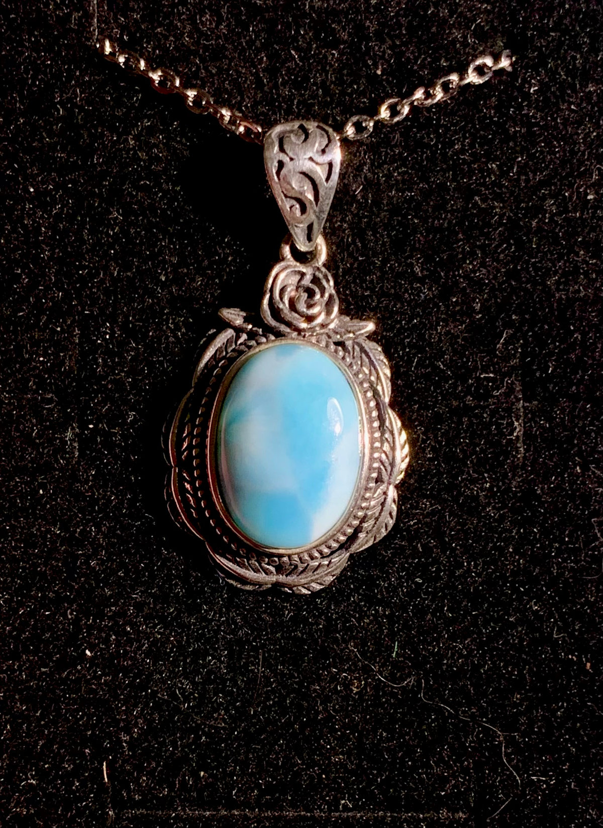 Necklace with larimar pendant (925 silver)