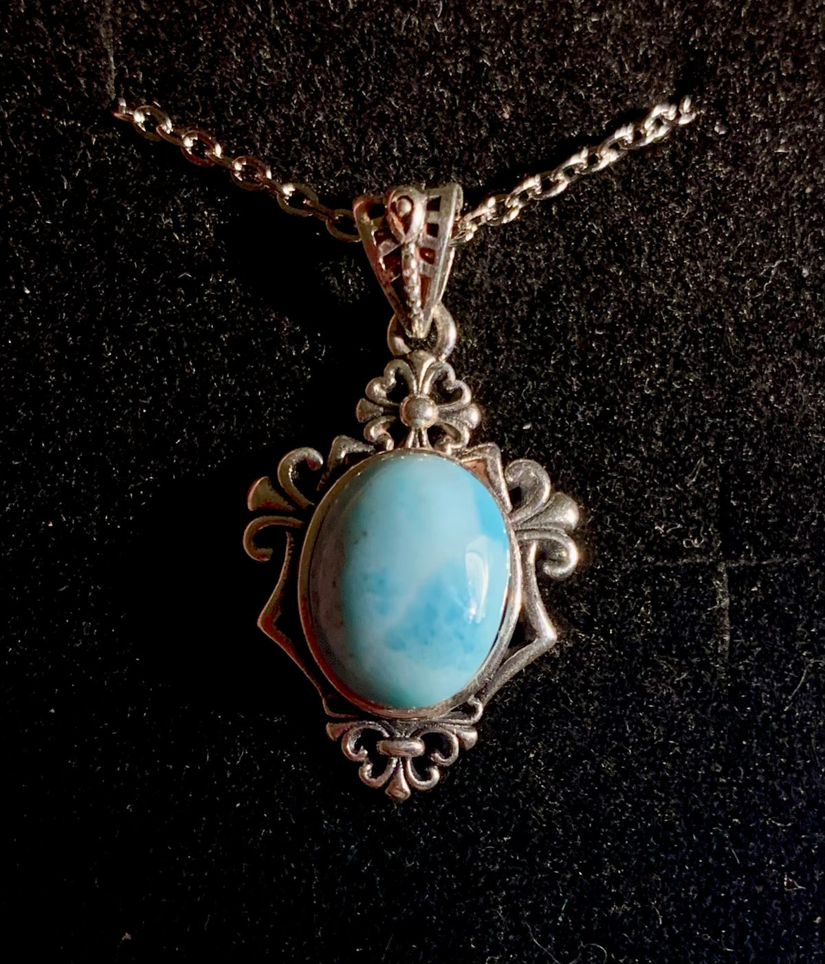 Collana con pendente in larimar (argento 925)