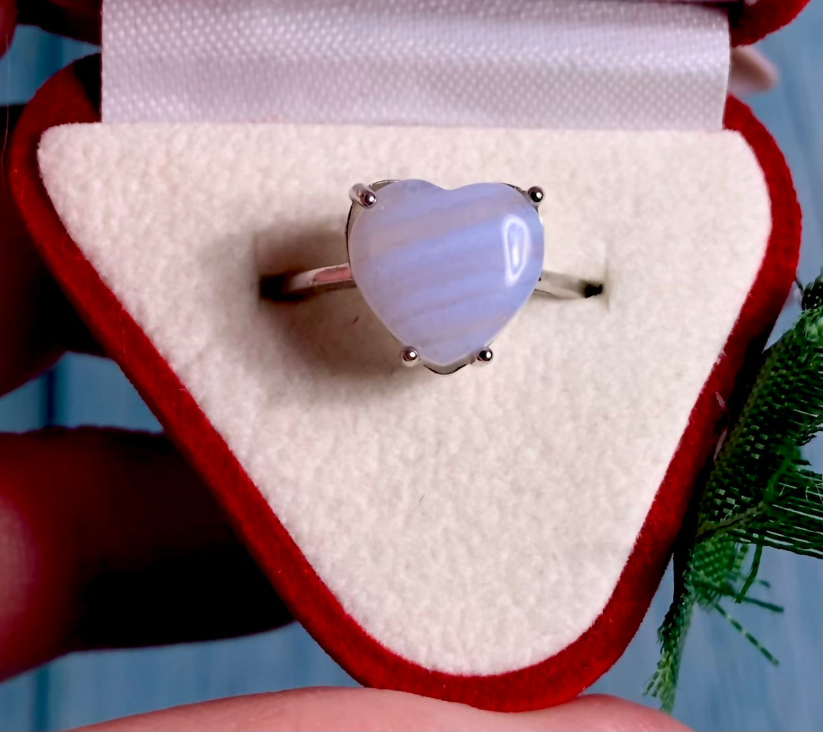 Blue lace agate ring