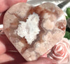 Heart in pink amethyst and sakura druzy agate
