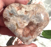 Heart in pink amethyst and sakura druzy agate