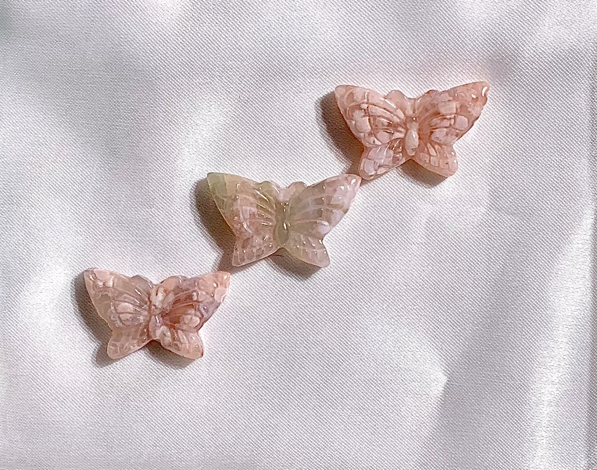 Butterflies in sakura agate (S)