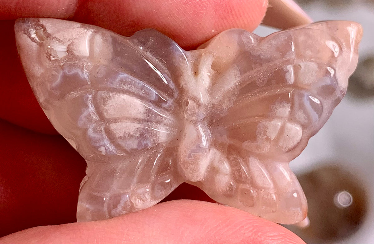 Butterflies in sakura agate (S)