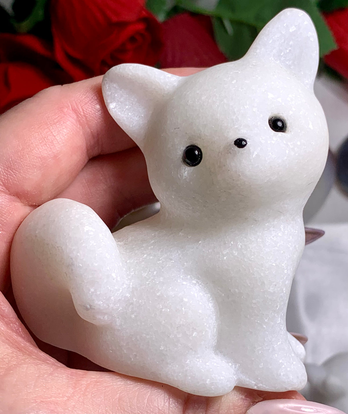 Fox in white marble