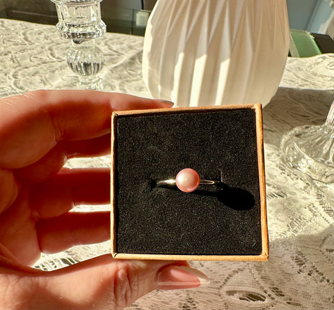 Anello con perla rosa (silver 925)