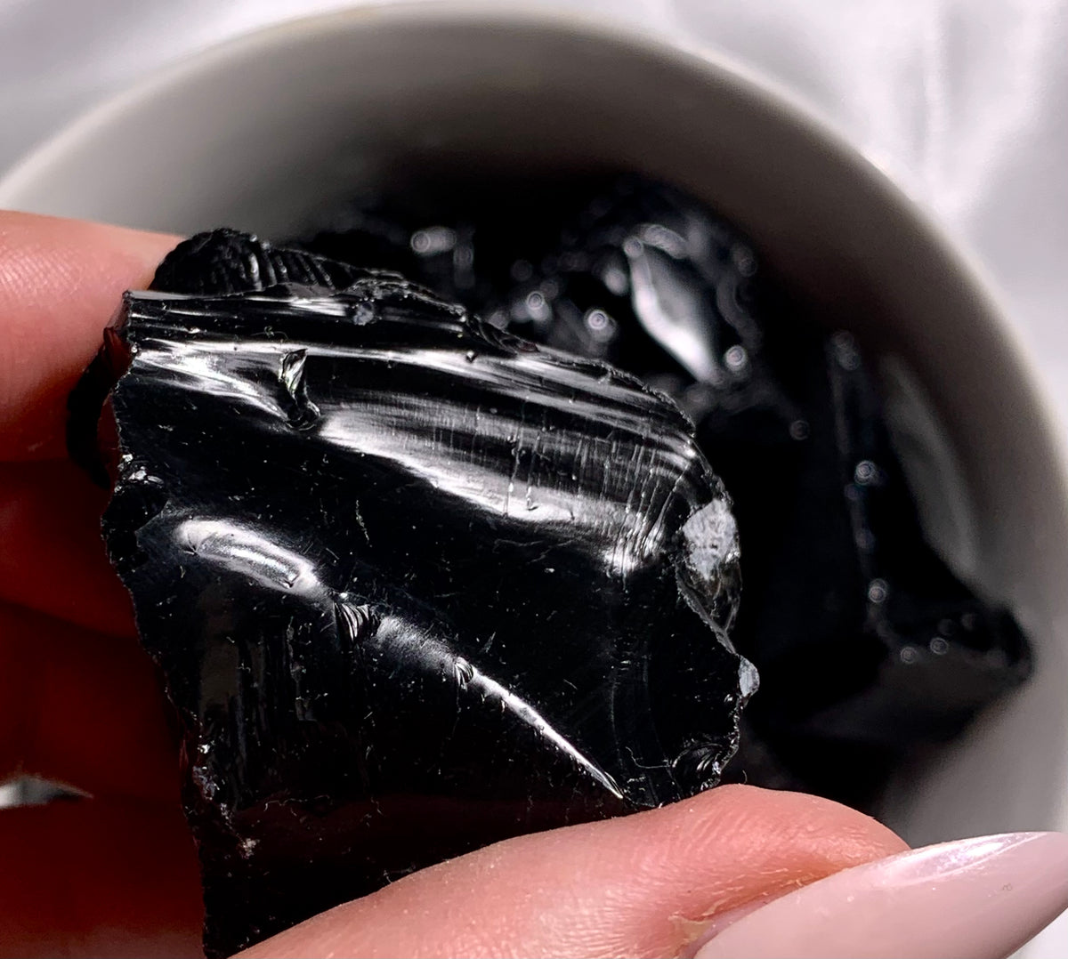 Raw black obsidian