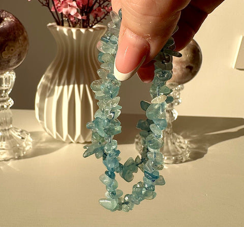 Bracciale in chips di acquamarina