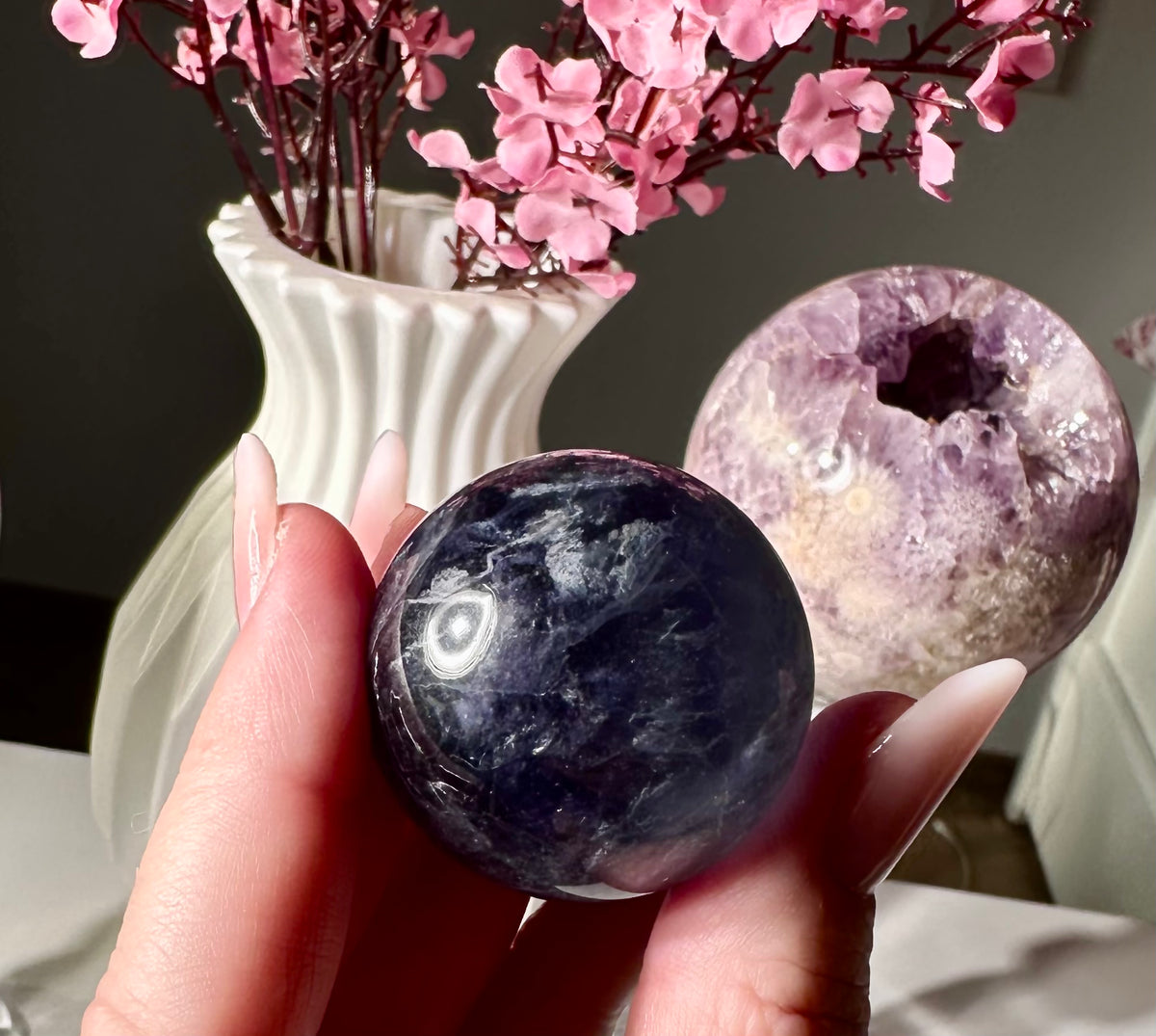 Sfere in fluorite blu