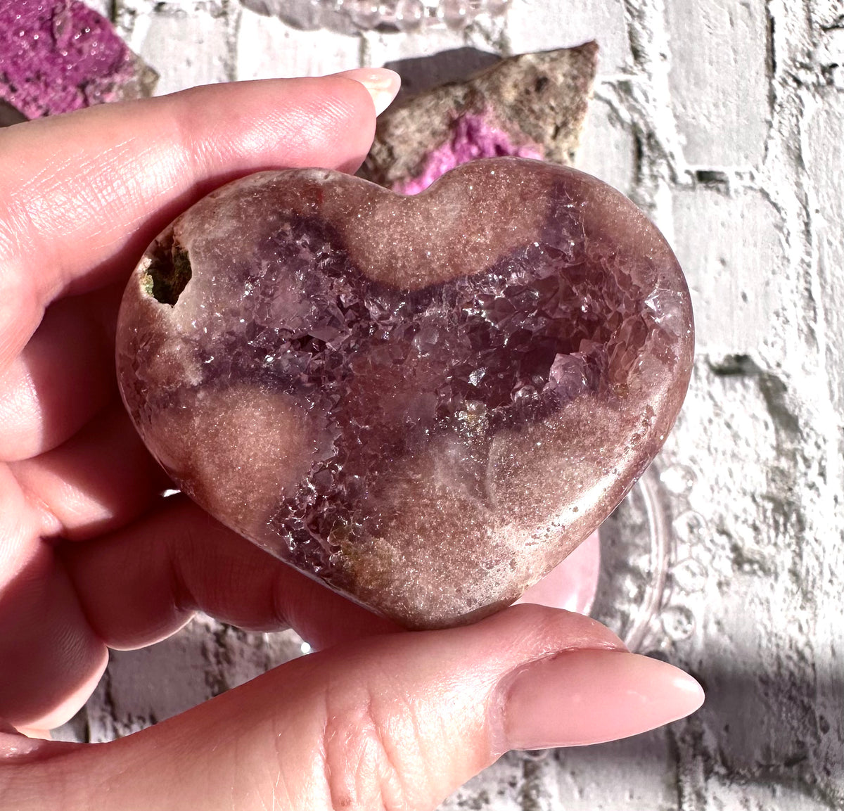 Cuore in ametista rosa druzy