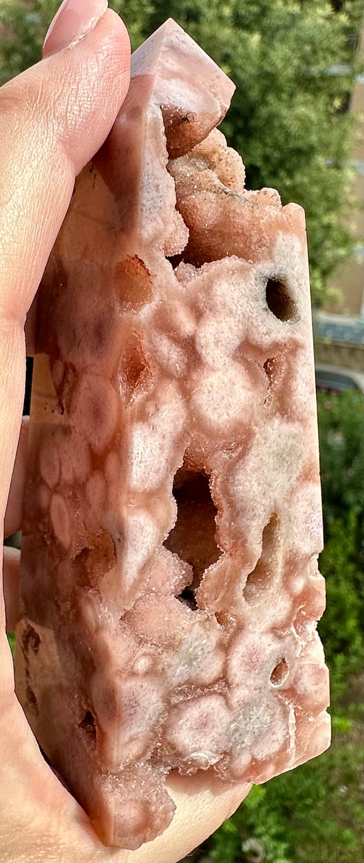 Obelisco in ametista rosa druzy