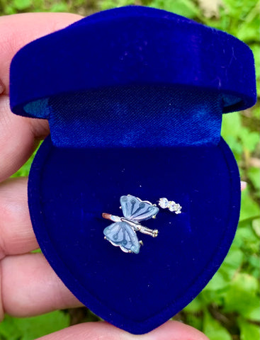 Blue fluorite butterfly ring