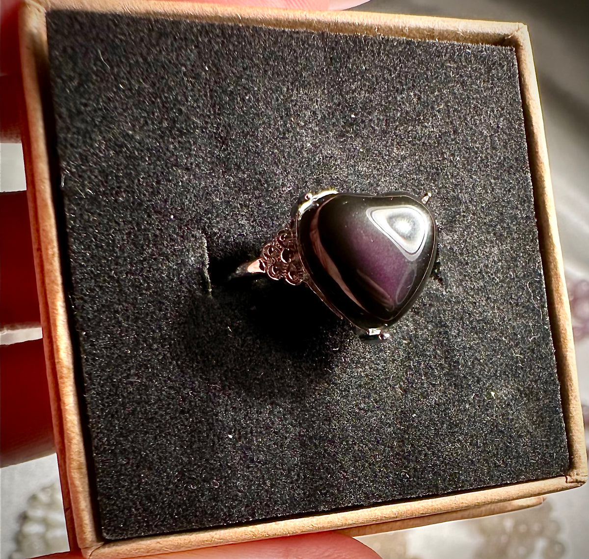 Anello in ossidiana arcobaleno