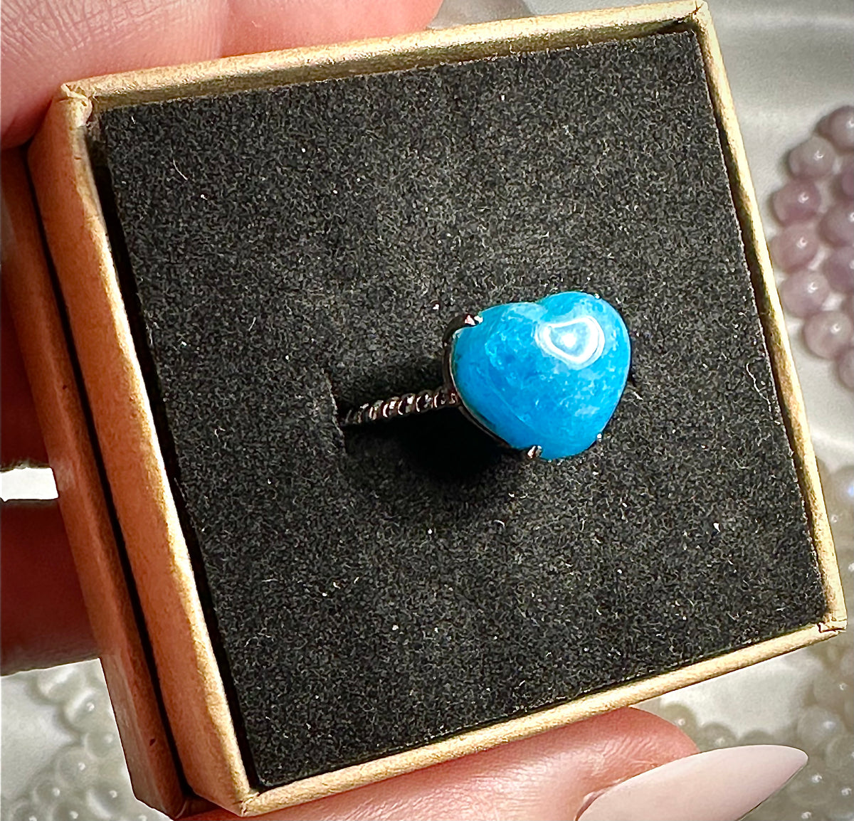 Blue apatite ring (925 silver)