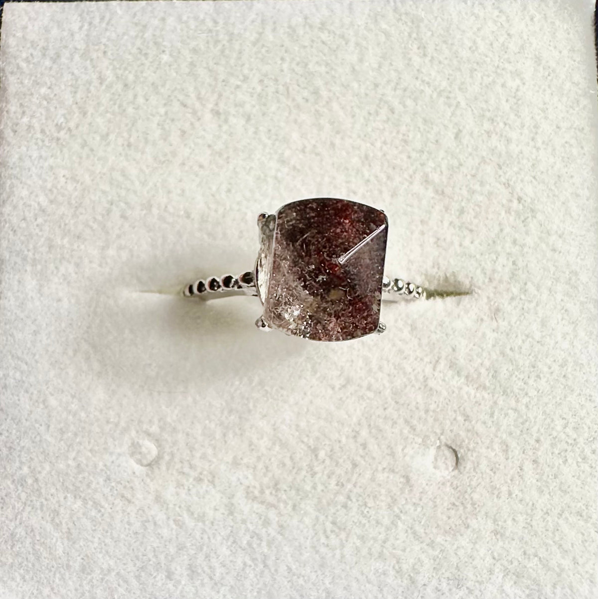 Faceted lodolite quartz ring