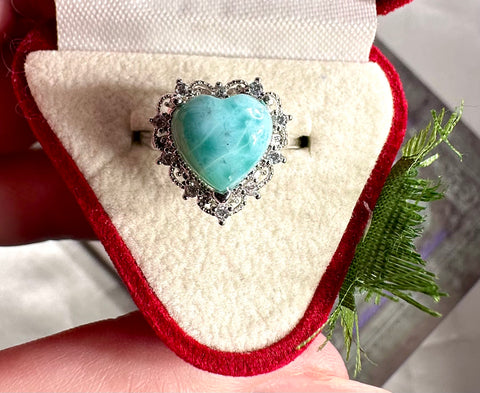 Anello in larimar a forma di cuore