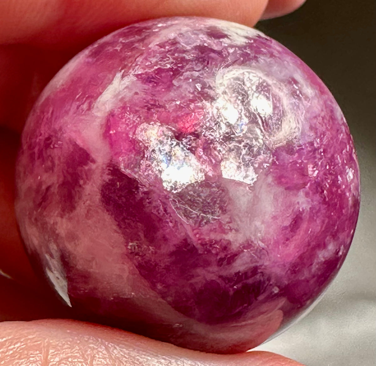 Sphere in fuchsia lepidolite