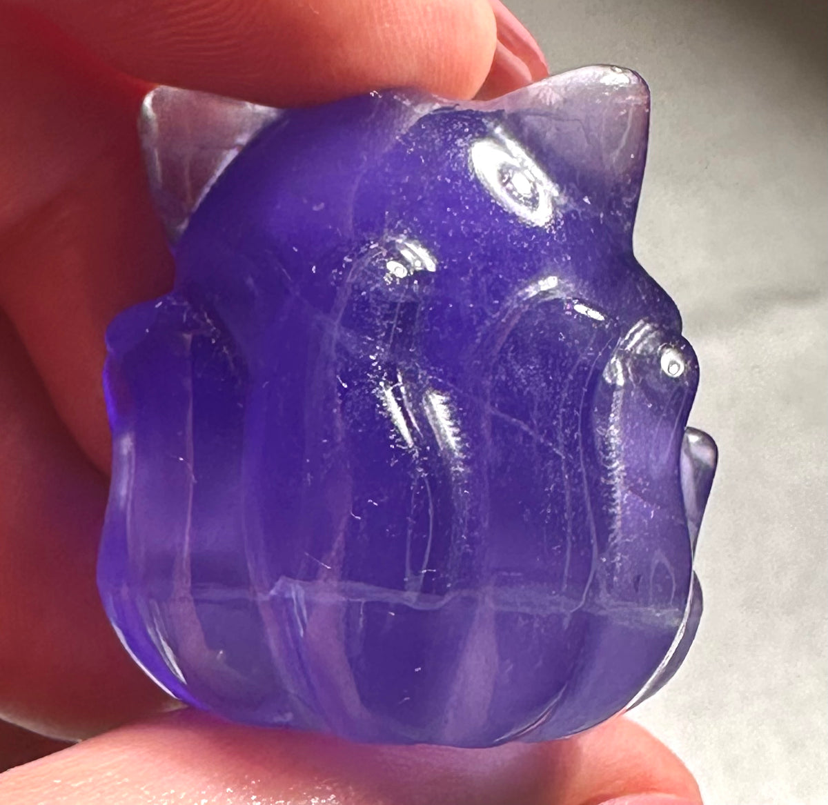 Nine-tailed fox in fluorite