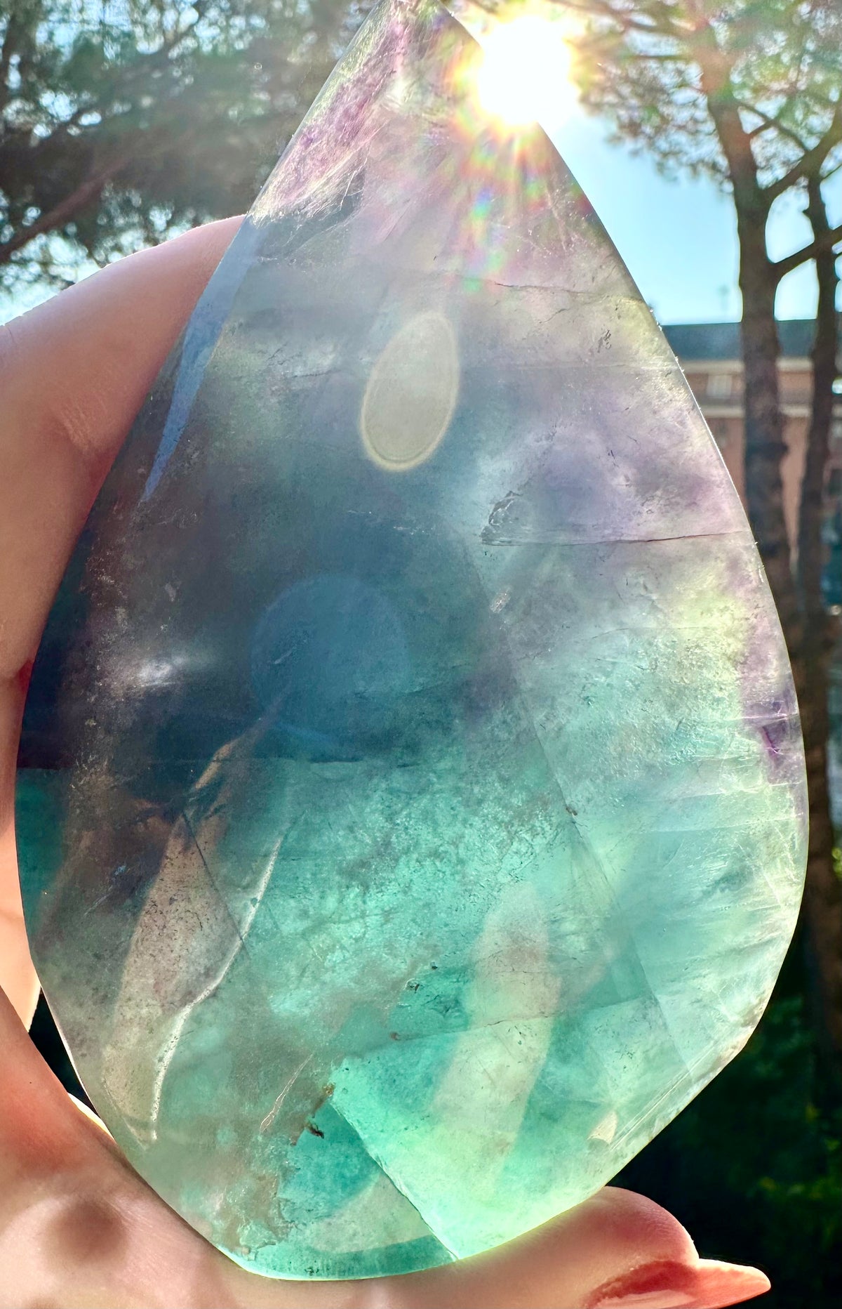 Fiamma in fluorite arcobaleno