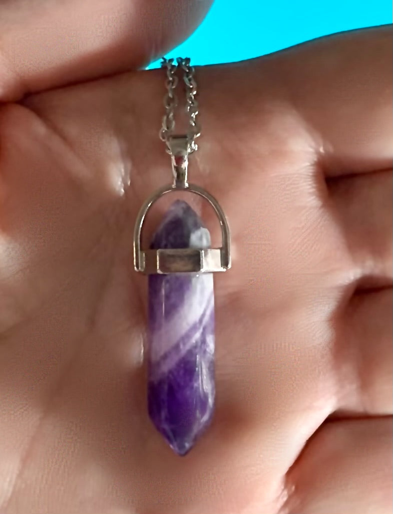 Amethyst or amethyst chevron necklace