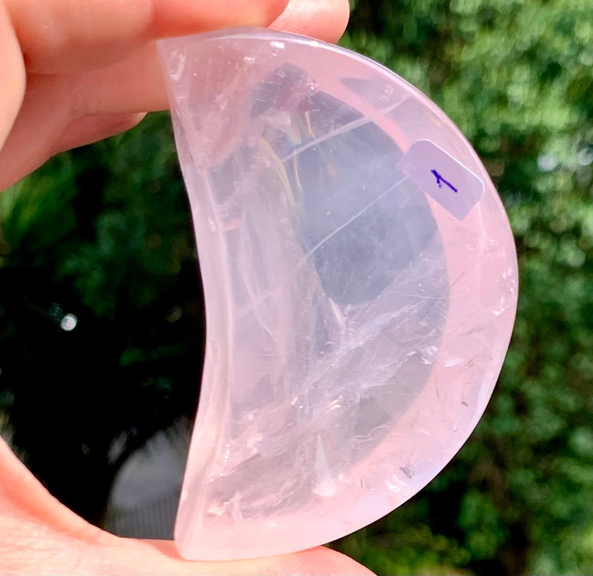 Rose quartz half moon shaped bowl