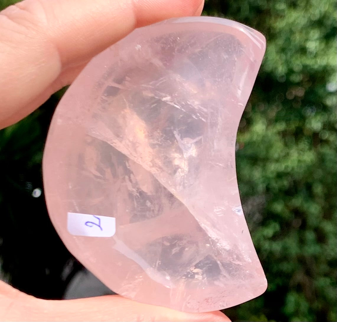 Rose quartz half moon shaped bowl