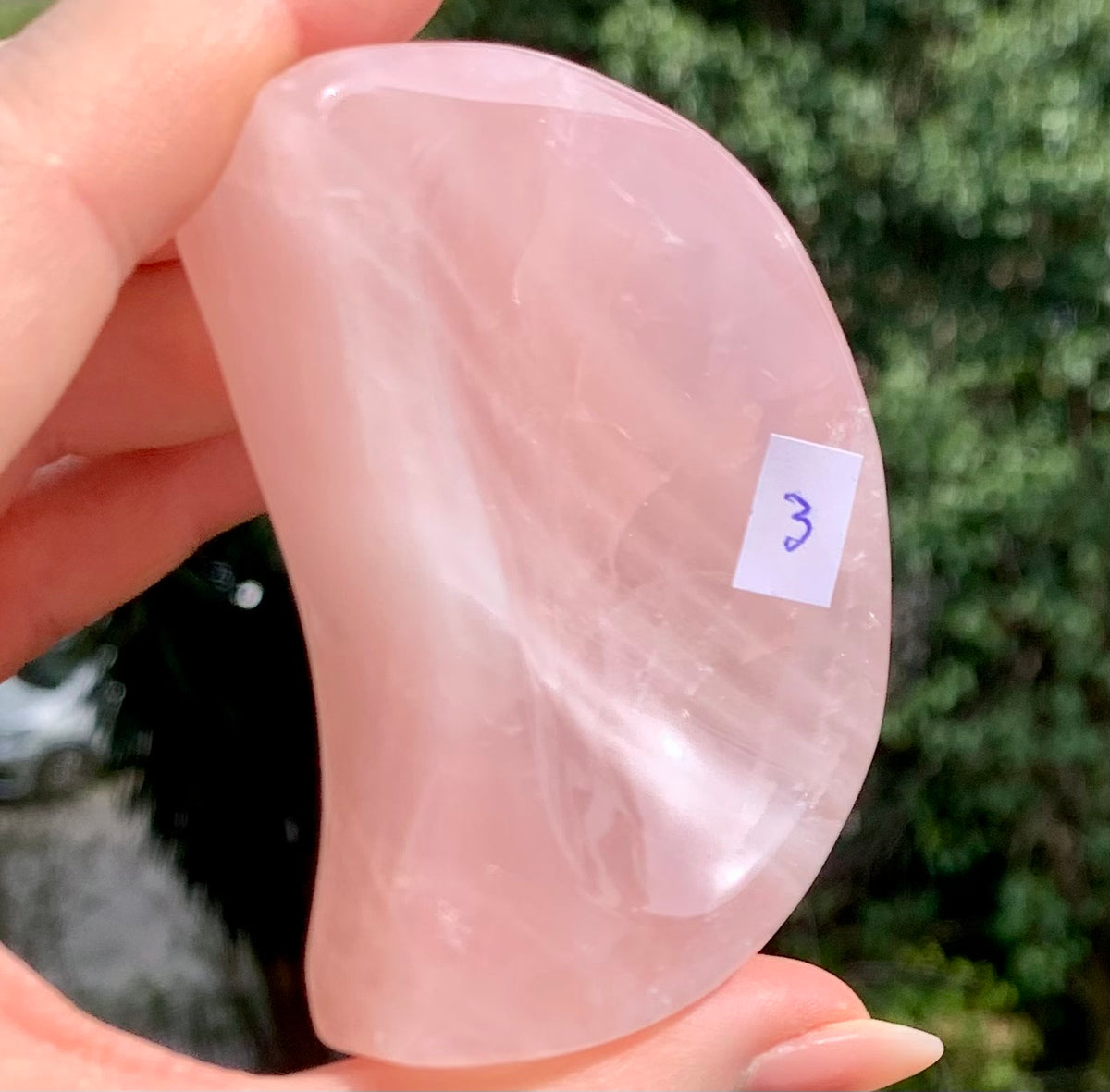 Rose quartz half moon shaped bowl