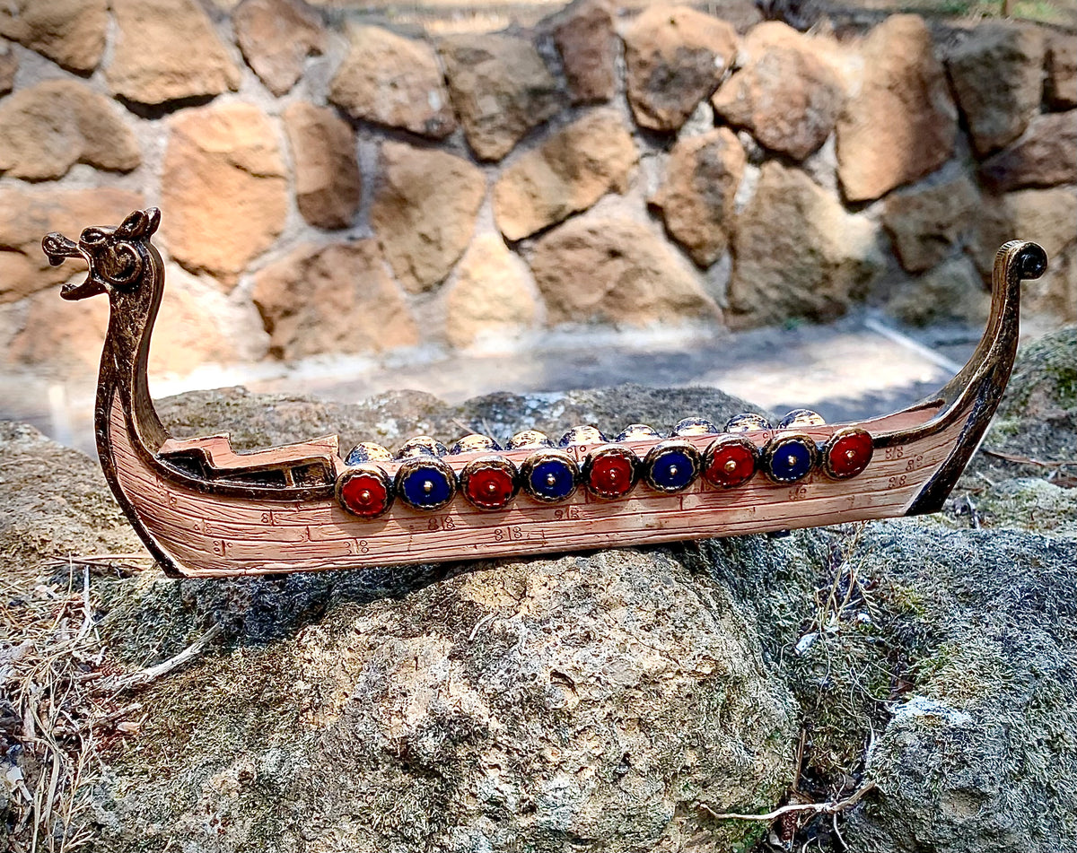 Incense burner in the shape of a Viking ship