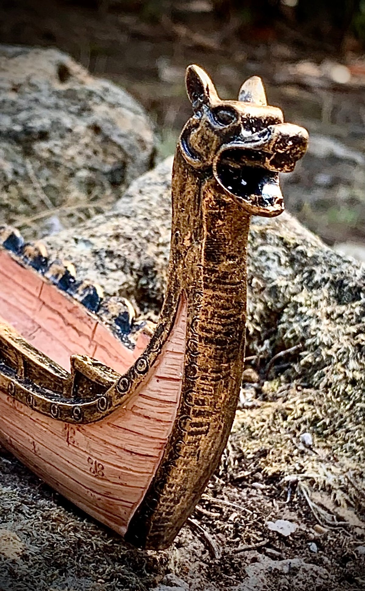 Incense burner in the shape of a Viking ship