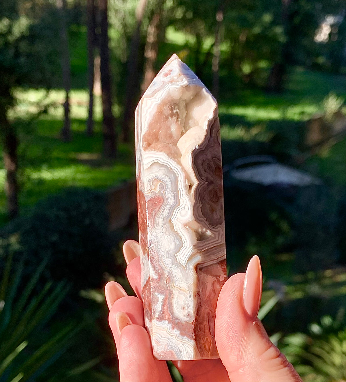 Mexican agate obelisk