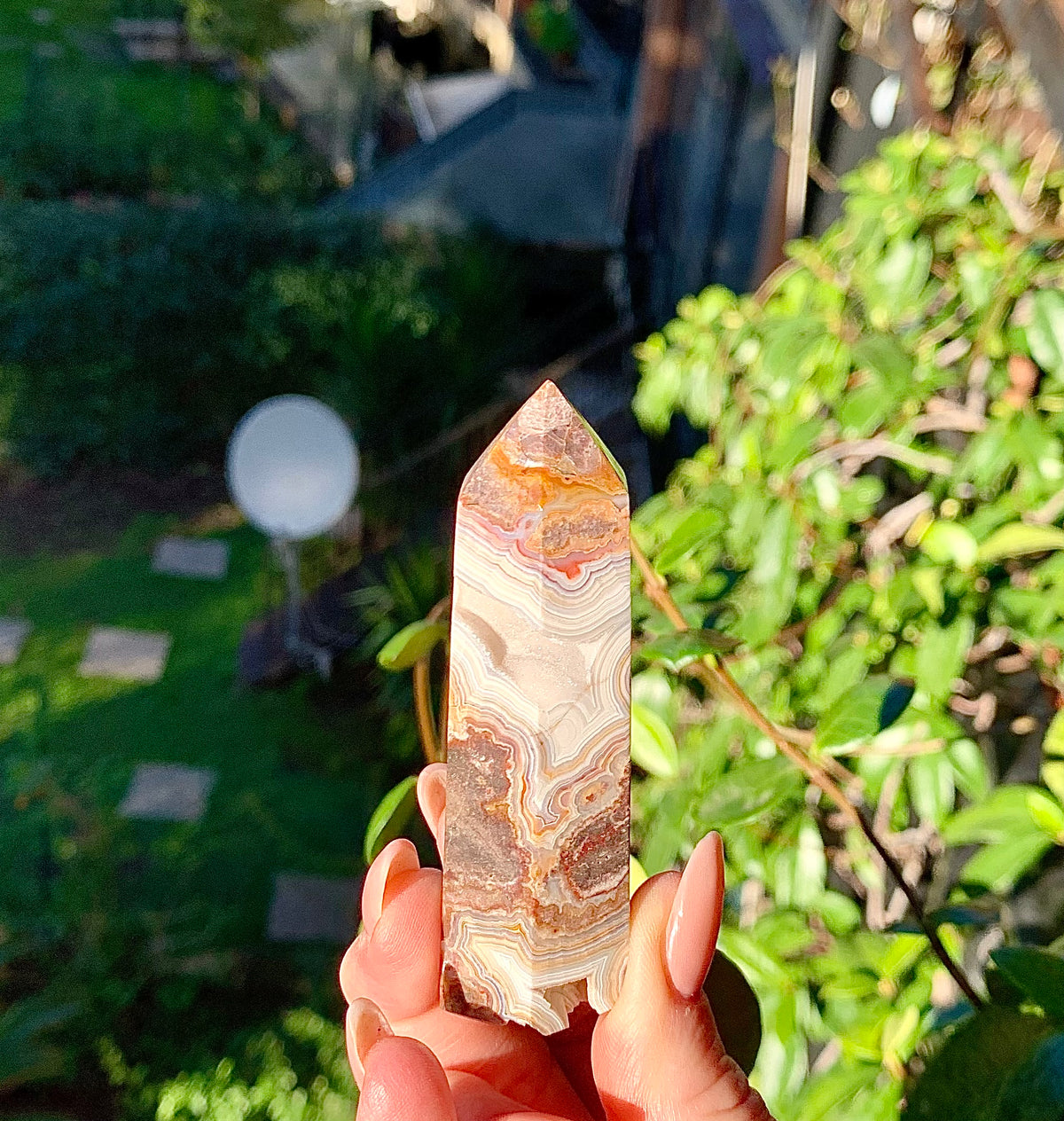 Mexican agate obelisk